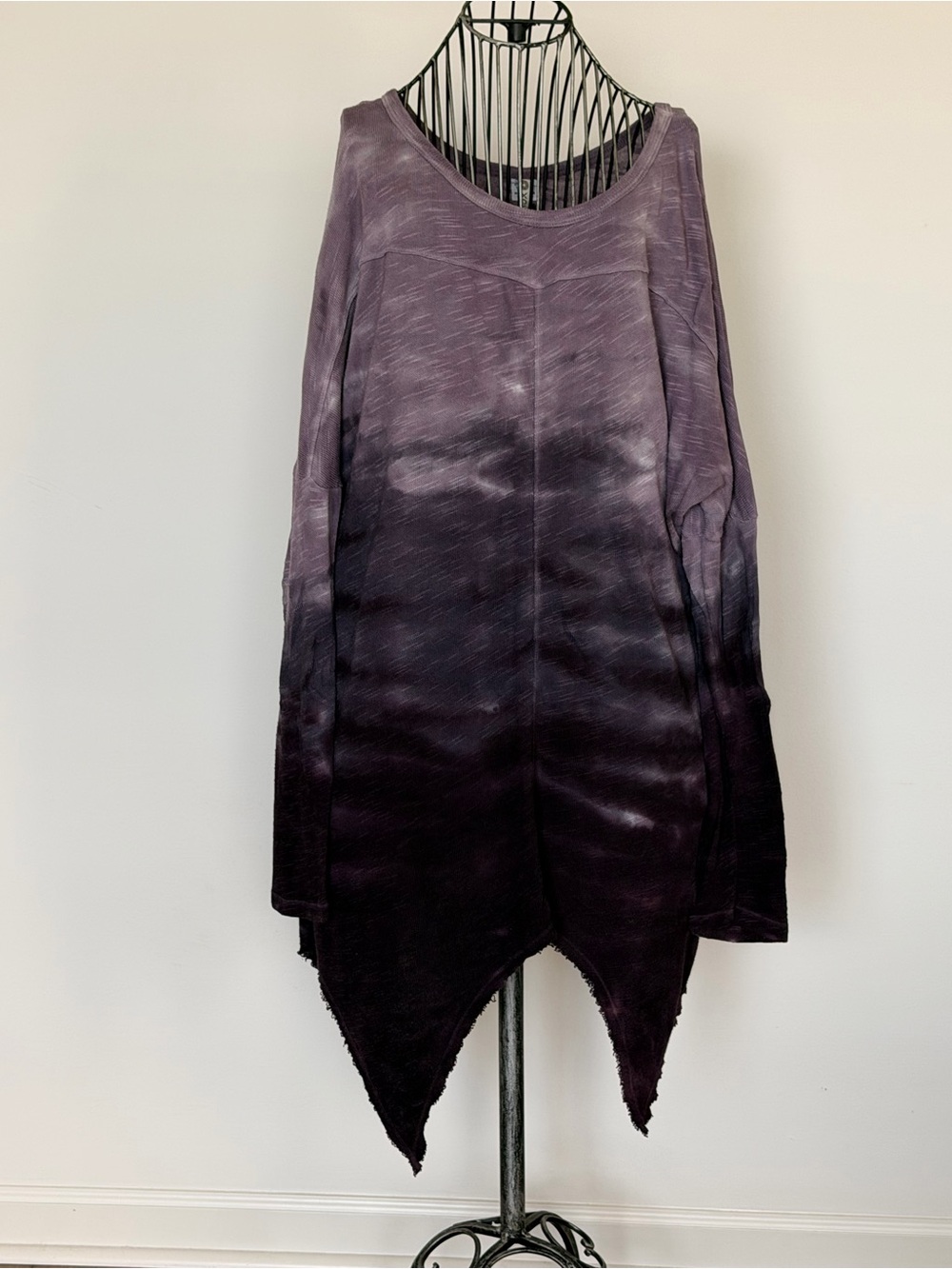 Purple Ombre Pointed Hem Long Sleeve Tunic